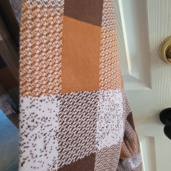 Max Studio Brown and Cream Checkered Cardigan - Picture 7 of 7